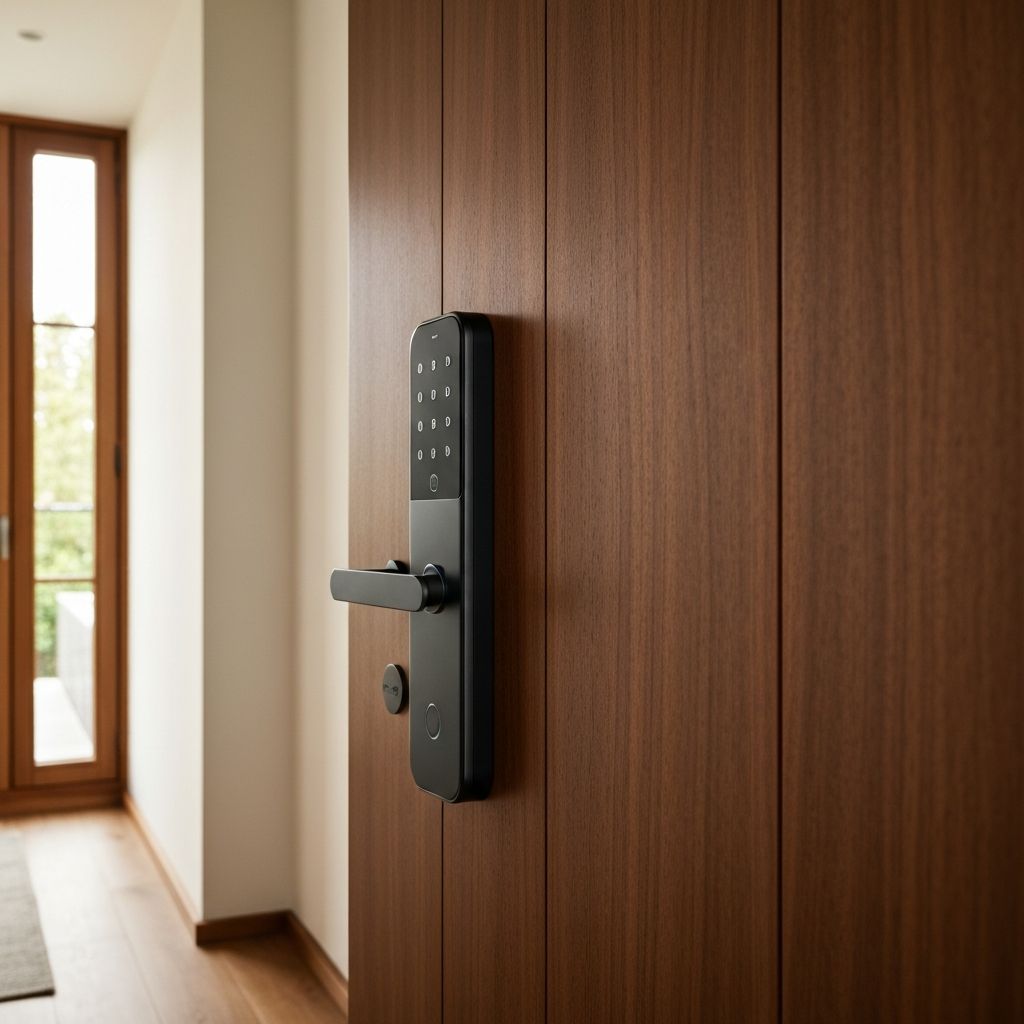 Cerradura inteligente instalada en una puerta